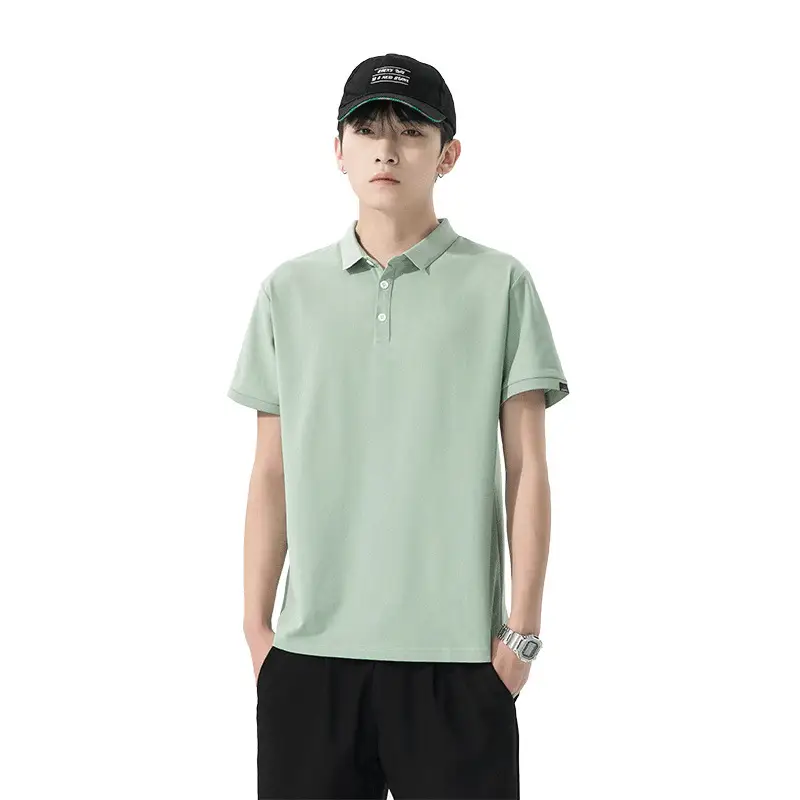 Men's Dark Gray Polo T-Shirt Short Sleeve Lapel Summer - Image 12