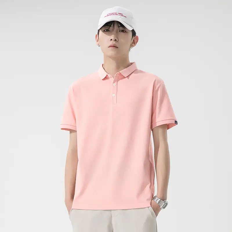 Men's Dark Gray Polo T-Shirt Short Sleeve Lapel Summer - Image 2