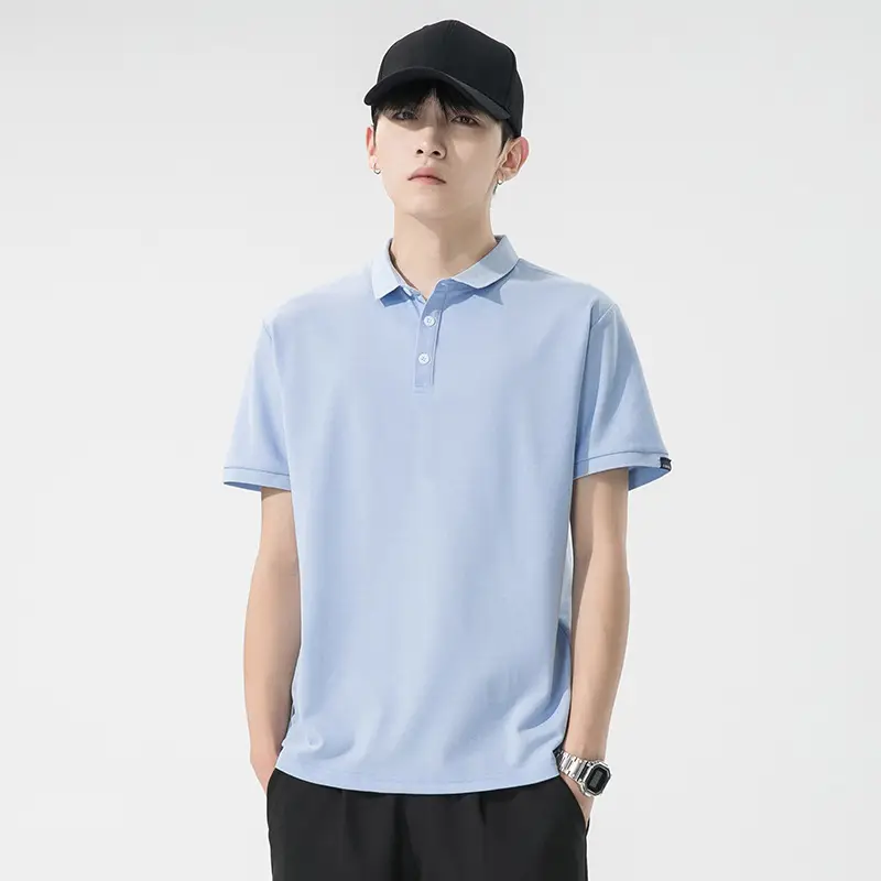 Men's Dark Gray Polo T-Shirt Short Sleeve Lapel Summer - Image 5