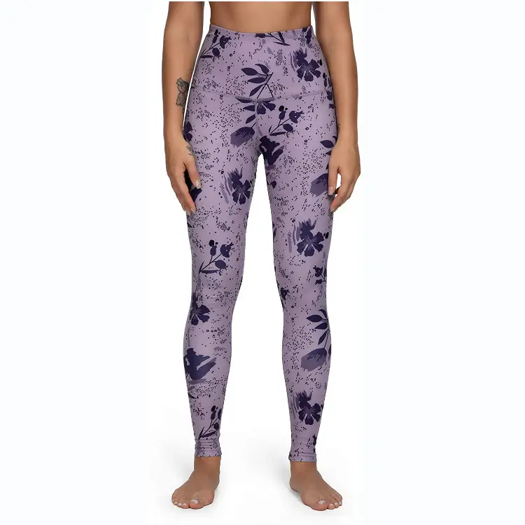 Purple Leopard Print High Waist Yoga Leggings