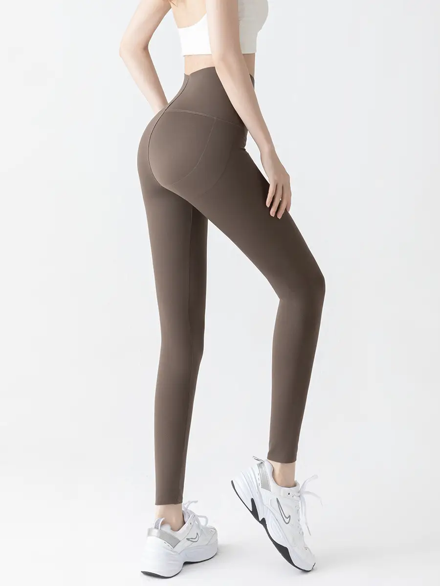 Brown High Waist Leggings Women's Shark Pants