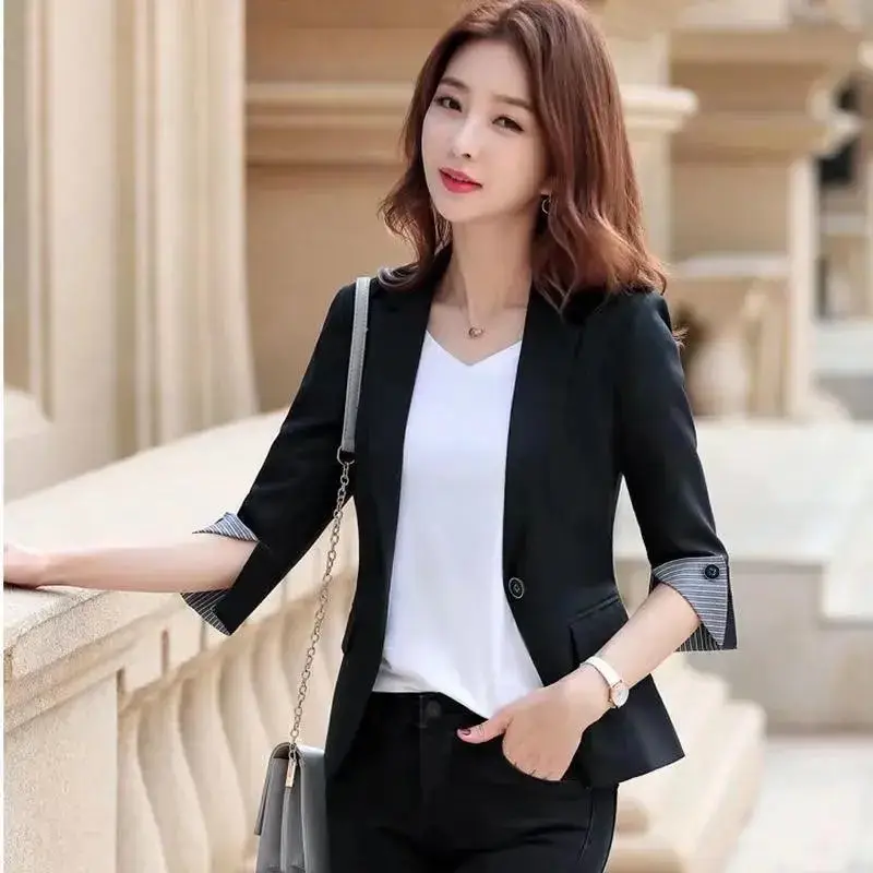 Women's Black Linen Small Suit Jacket 3/4 Sleeve Professional Fit - Image 6