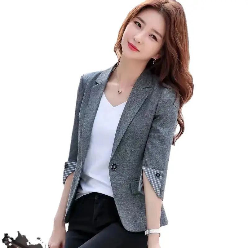Women's Black Linen Small Suit Jacket 3/4 Sleeve Professional Fit - Image 8
