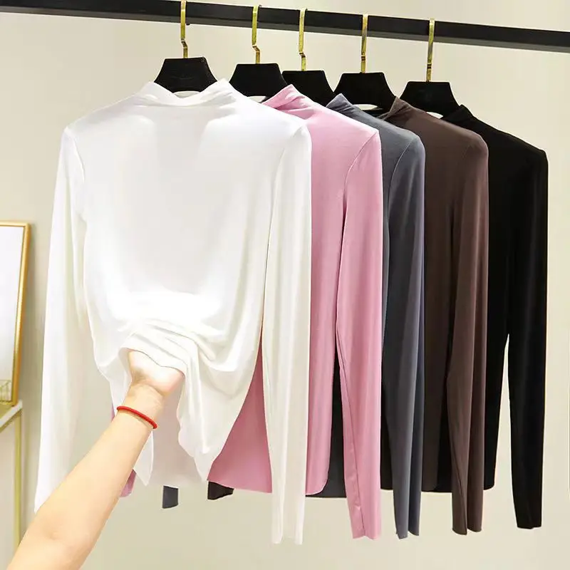 Black Half Turtleneck Long Sleeve Women's Top