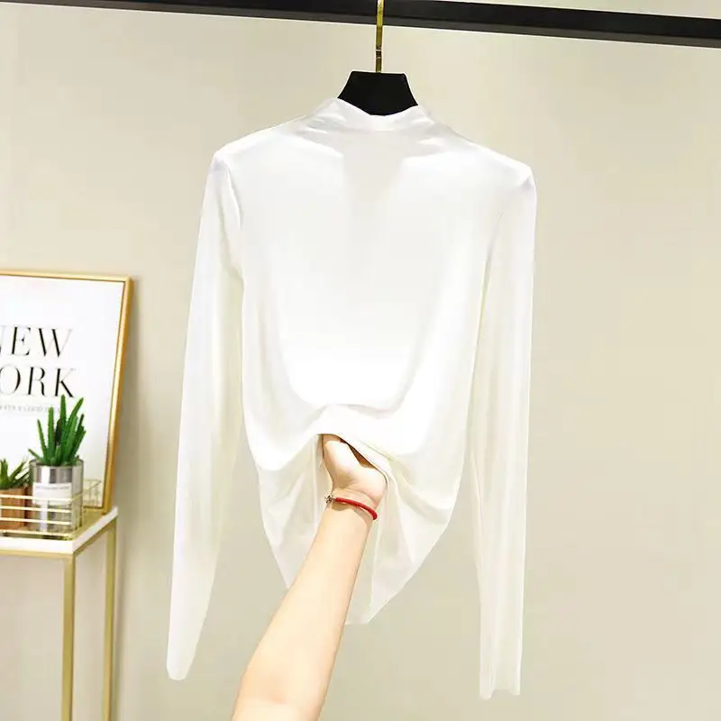 Black Half Turtleneck Long Sleeve Women's Top