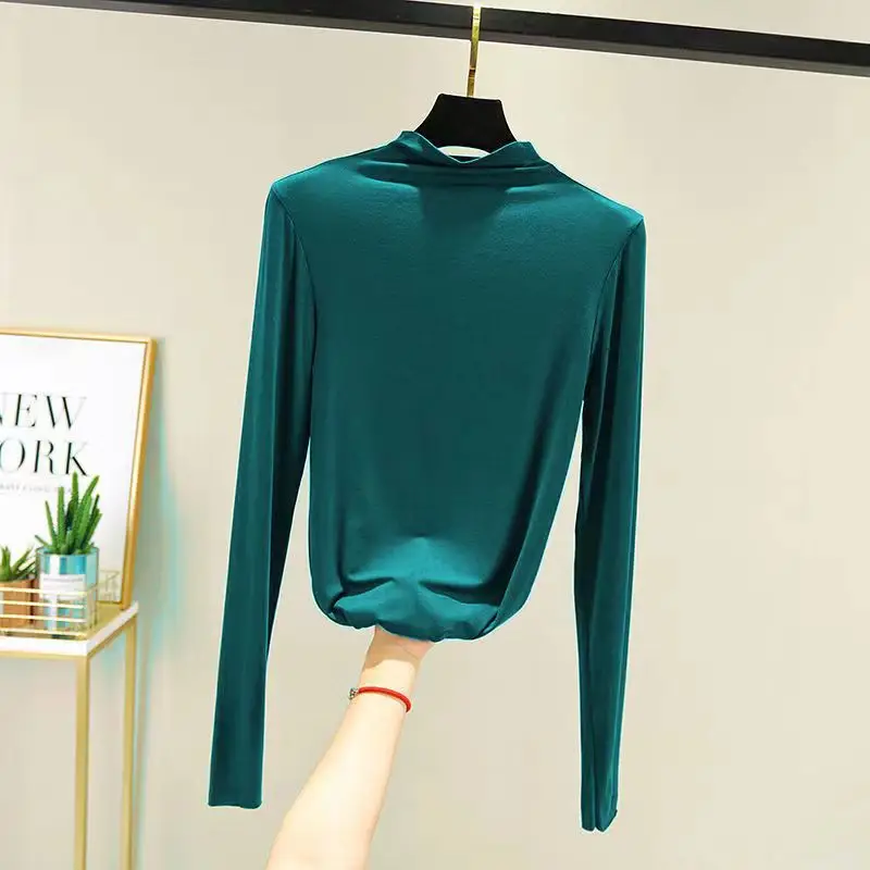 Black Half Turtleneck Long Sleeve Women's Top