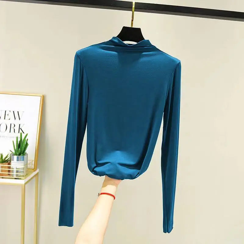 Black Half Turtleneck Long Sleeve Women's Top