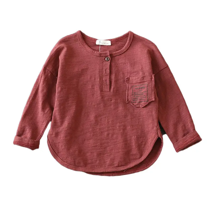 Soft Slub Cotton Long Sleeve T-Shirt for Boys Girls Medium Large - Image 11