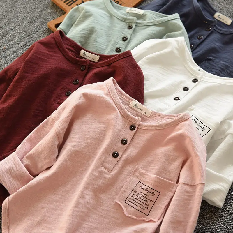 Soft Slub Cotton Long Sleeve T-Shirt for Boys Girls Medium Large — feature 10
