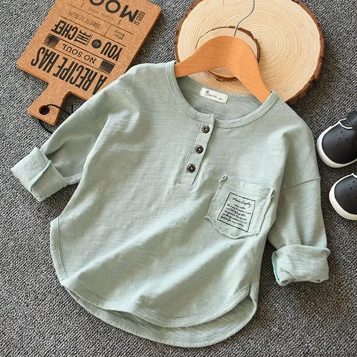 Soft Slub Cotton Long Sleeve T-Shirt for Boys Girls Medium Large — feature 15