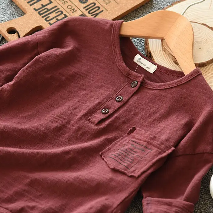 Soft Slub Cotton Long Sleeve T-Shirt for Boys Girls Medium Large — feature 16
