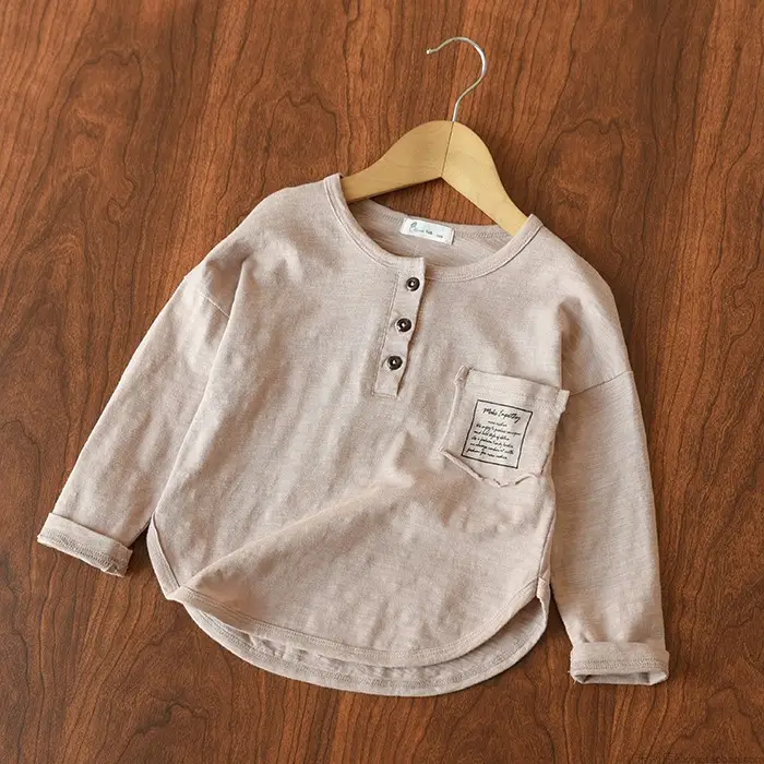 Soft Slub Cotton Long Sleeve T-Shirt for Boys Girls Medium Large - Image 3