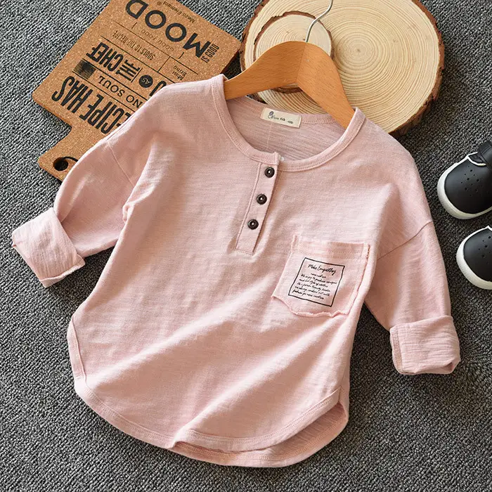 Soft Slub Cotton Long Sleeve T-Shirt for Boys Girls Medium Large - Image 4