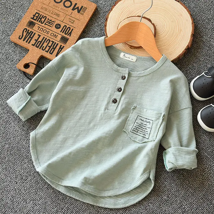 Soft Slub Cotton Long Sleeve T-Shirt for Boys Girls Medium Large - Image 6