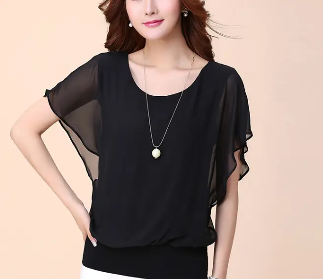 2024 Summer White Chiffon T-Shirt Women Plus Size Slim Fit - Image 2