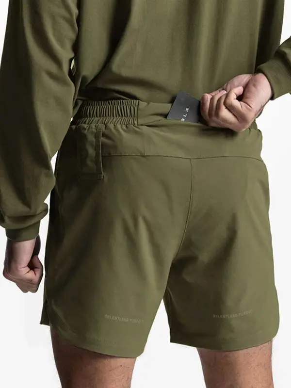 Men's Green Quick-Drying Sports Shorts with 4 Pockets