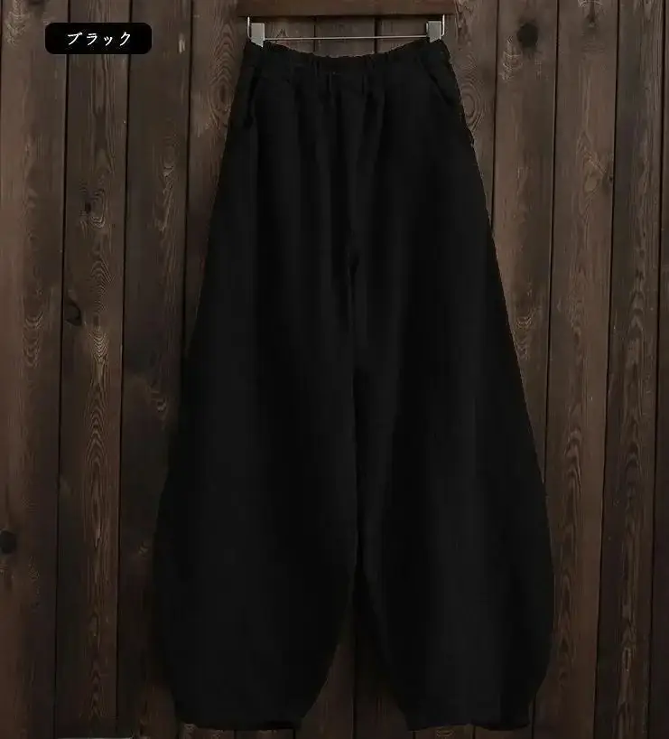 Women Cotton Linen Loose Pants Green Large Summer - Image 11