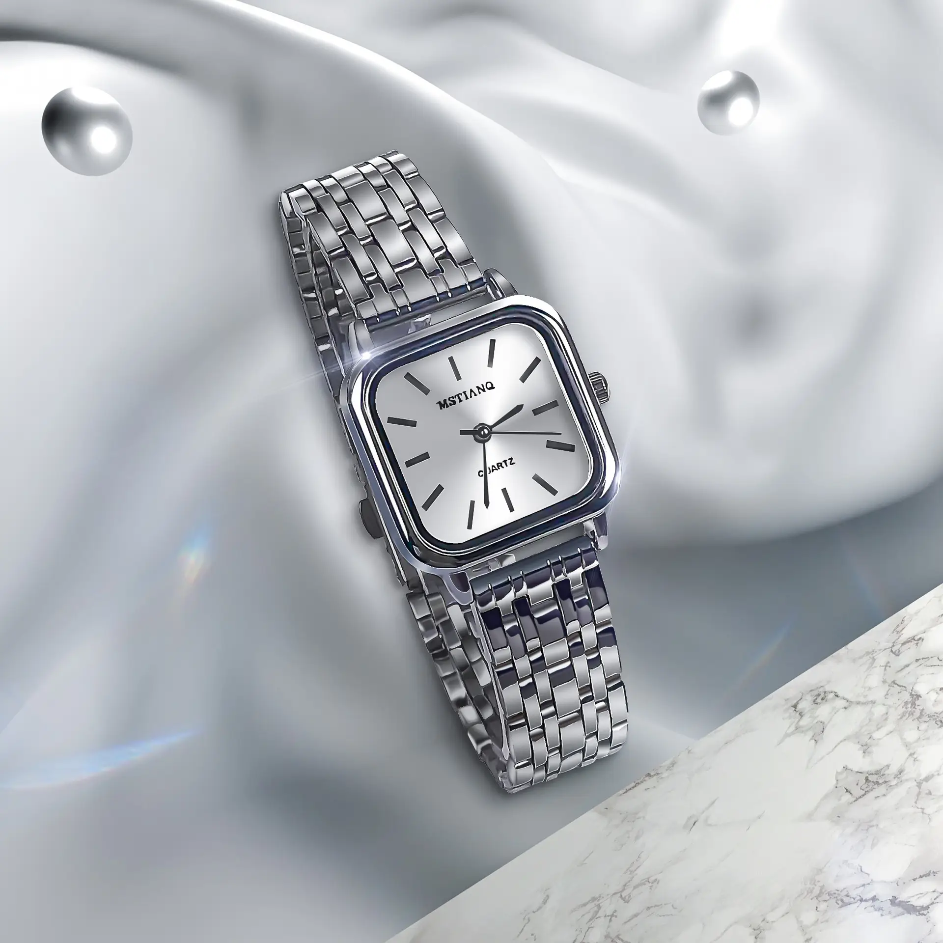 Square Watch Women's Light Luxury Silver 2022