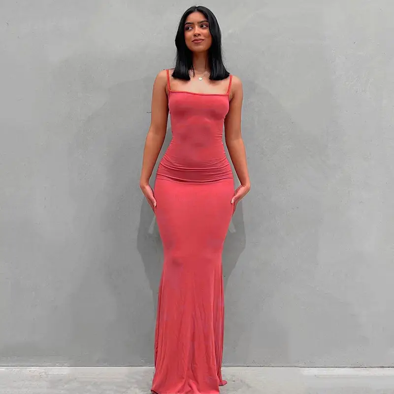 Women's Pink Slim Fit Long Sleeve Dress