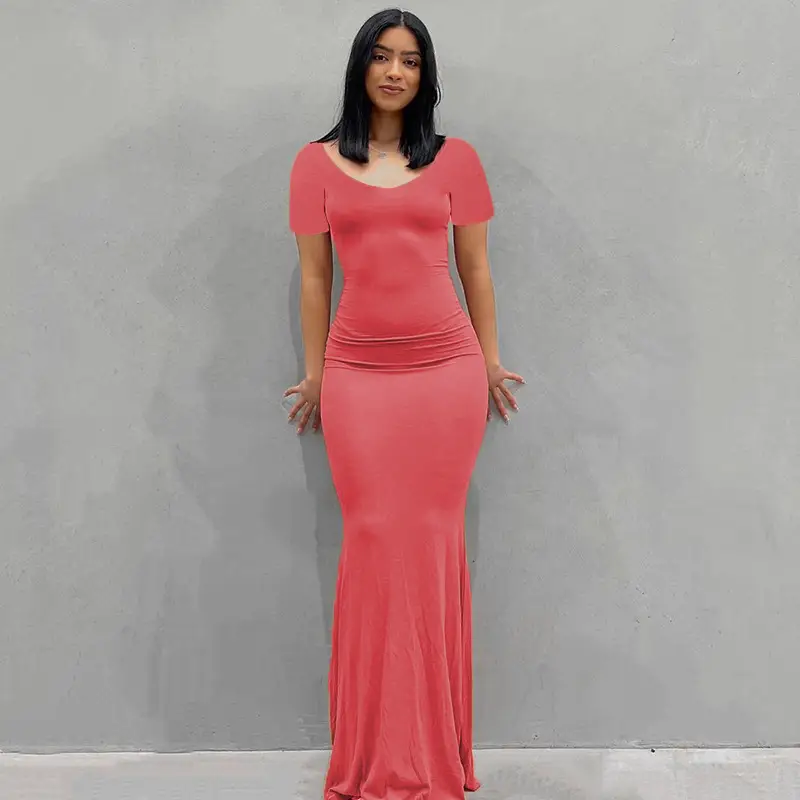 Women's Pink Slim Fit Long Sleeve Dress