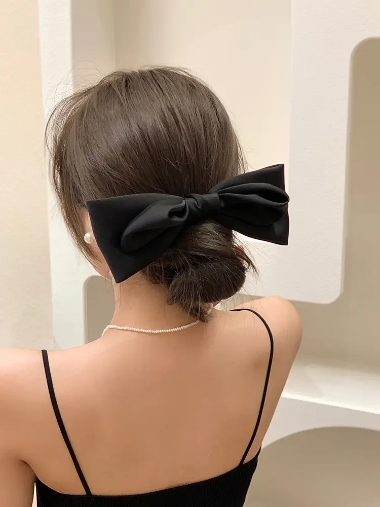 Women's Black Three-Dimensional Bow Hairpin Clip — feature 14