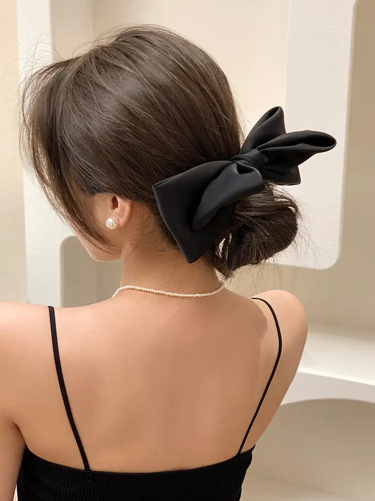 Women's Black Three-Dimensional Bow Hairpin Clip — feature 16
