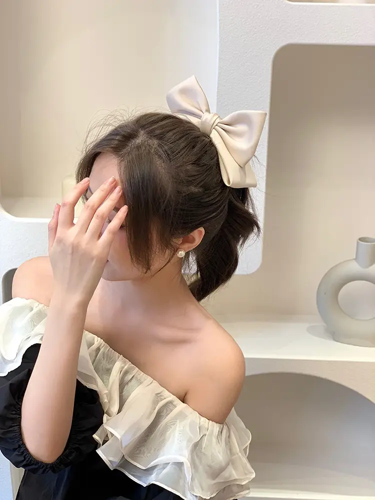 Women's Black Three-Dimensional Bow Hairpin Clip — feature 34