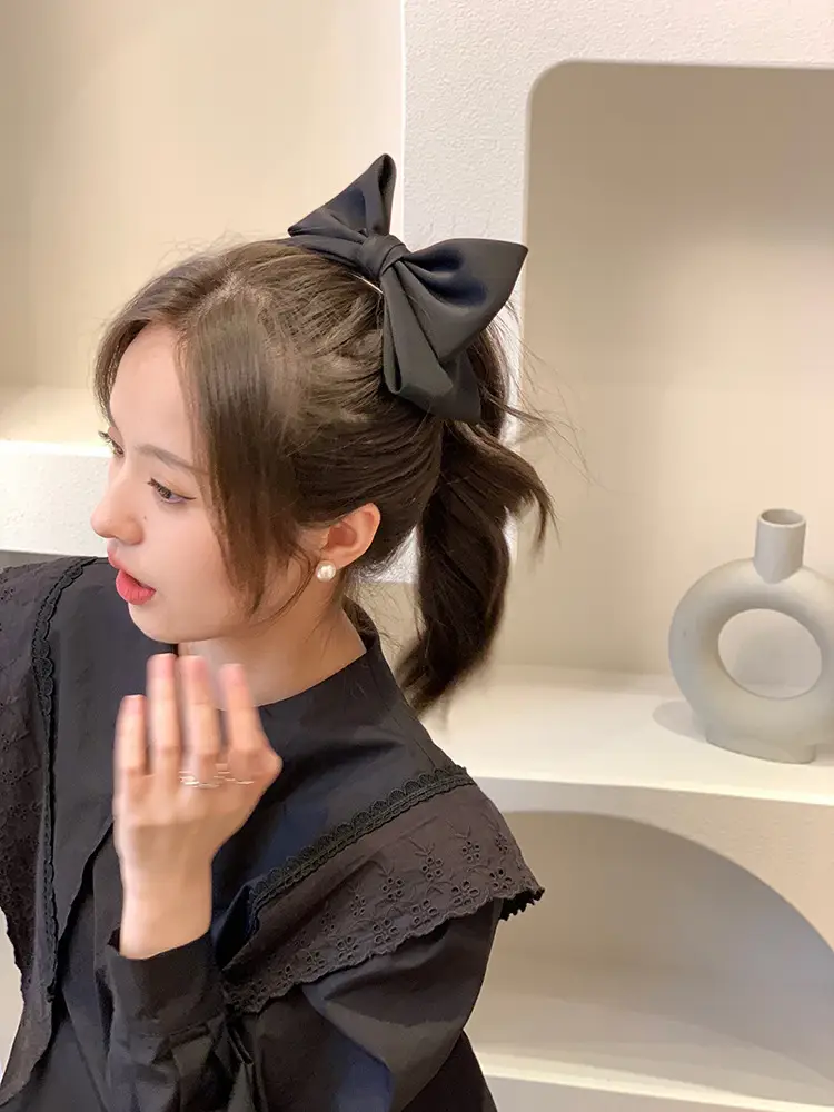 Women's Black Three-Dimensional Bow Hairpin Clip — feature 6
