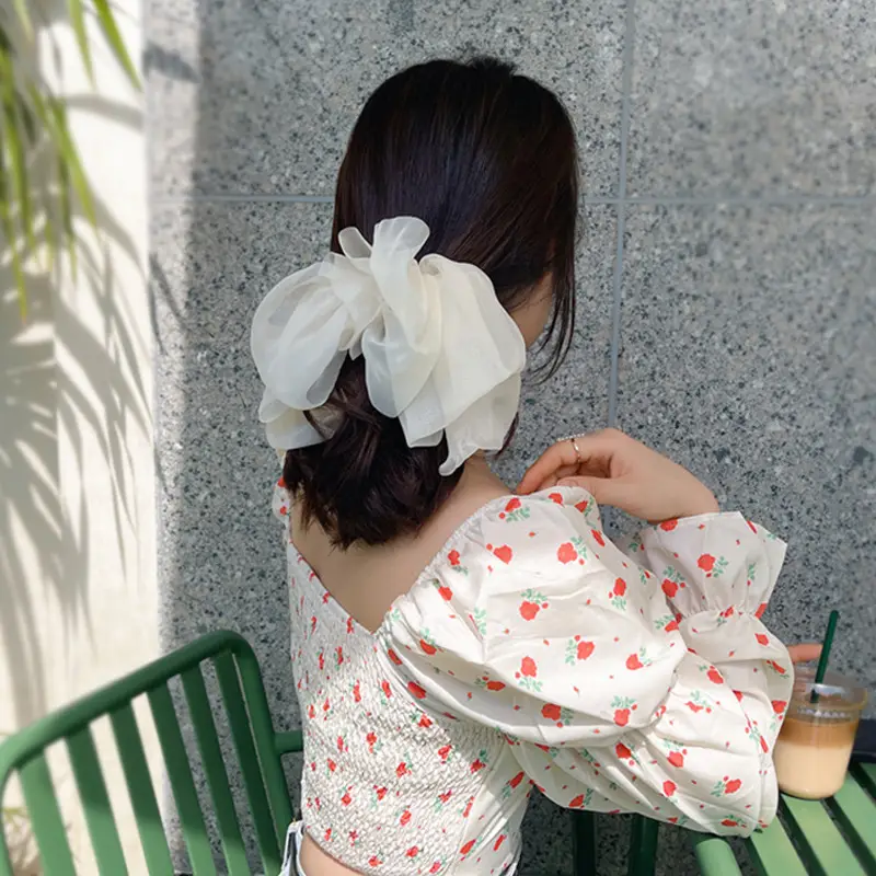 Beige Chiffon Clip Ponytail for Women's Headband 2023 - Image 9