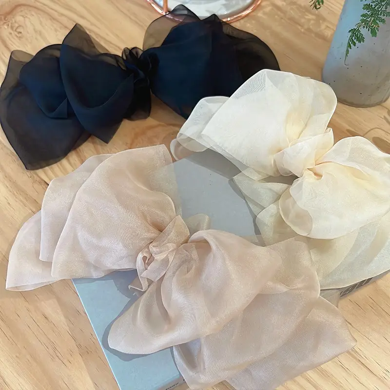 Beige Chiffon Clip Ponytail for Women's Headband 2023 - Image 10