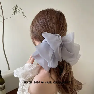 Beige Chiffon Clip Ponytail for Women's Headband 2023 - Image 4