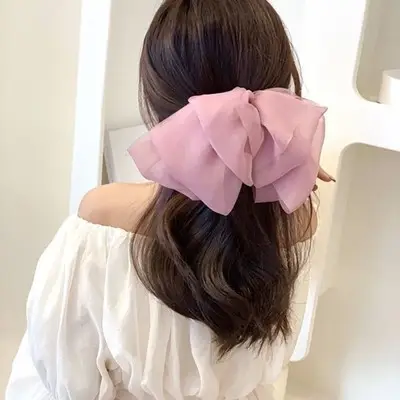 Beige Chiffon Clip Ponytail for Women's Headband 2023 - Image 5