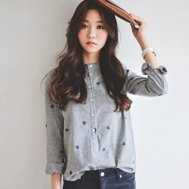 2026 Spring Striped Collar Shirt for Women