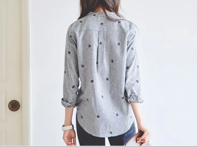 2026 Spring Striped Collar Shirt for Women