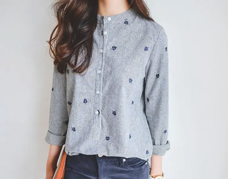 2026 Spring Striped Collar Shirt for Women — feature 11