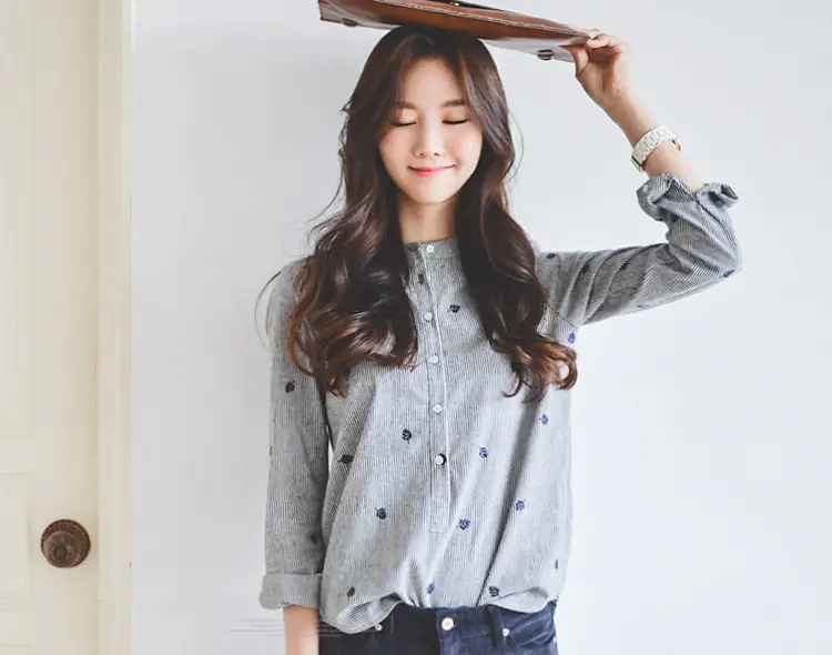 2026 Spring Striped Collar Shirt for Women — feature 13