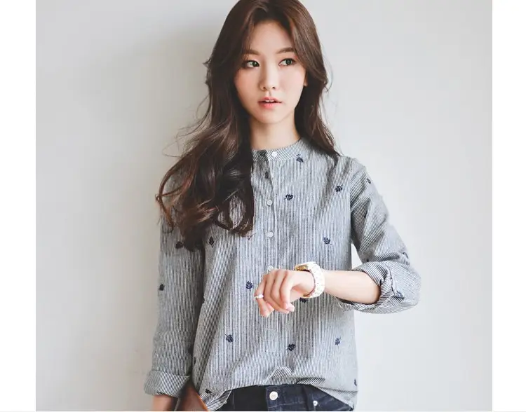 2026 Spring Striped Collar Shirt for Women — feature 7
