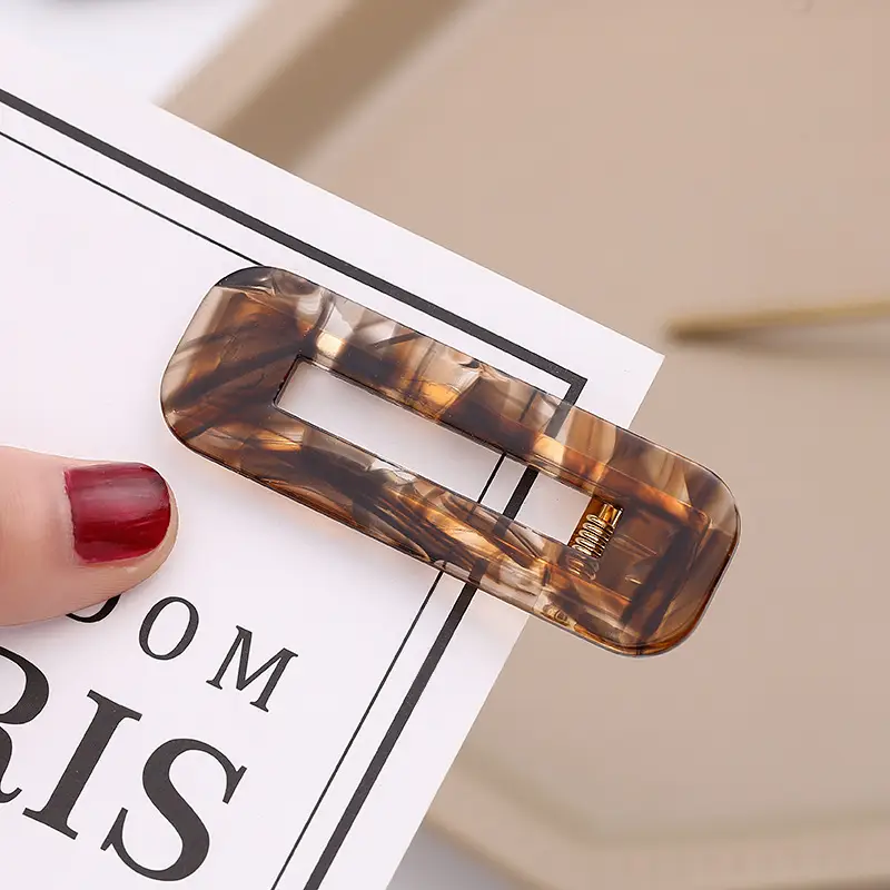 New Acetic Acid Plate Hairpin Sweet Marble Pattern Bangs Clip