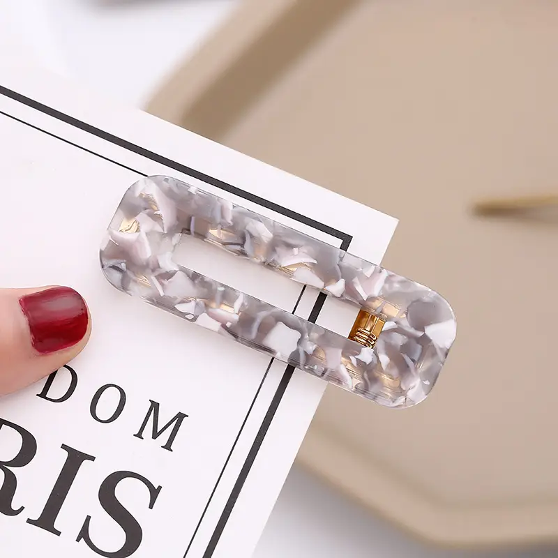 New Acetic Acid Plate Hairpin Sweet Marble Pattern Bangs Clip