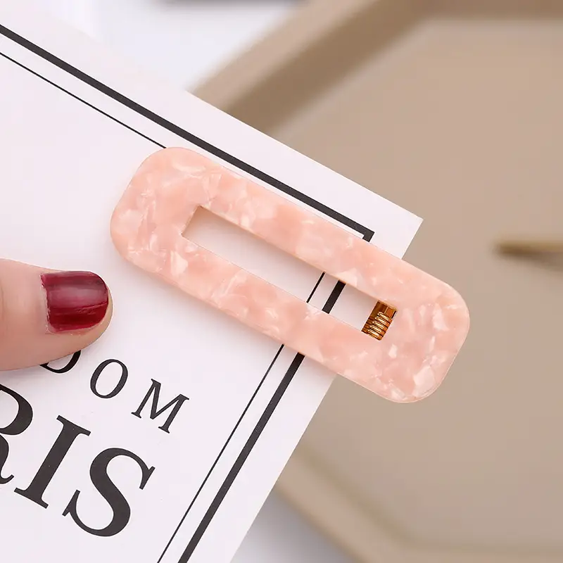 New Acetic Acid Plate Hairpin Sweet Marble Pattern Bangs Clip