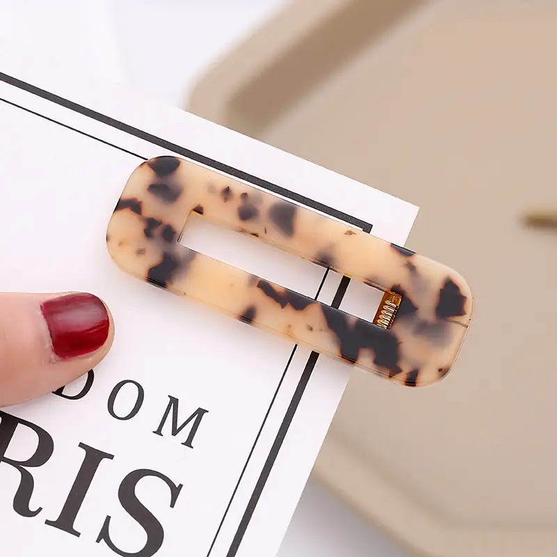 New Acetic Acid Plate Hairpin Sweet Marble Pattern Bangs Clip