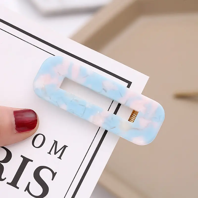 New Acetic Acid Plate Hairpin Sweet Marble Pattern Bangs Clip