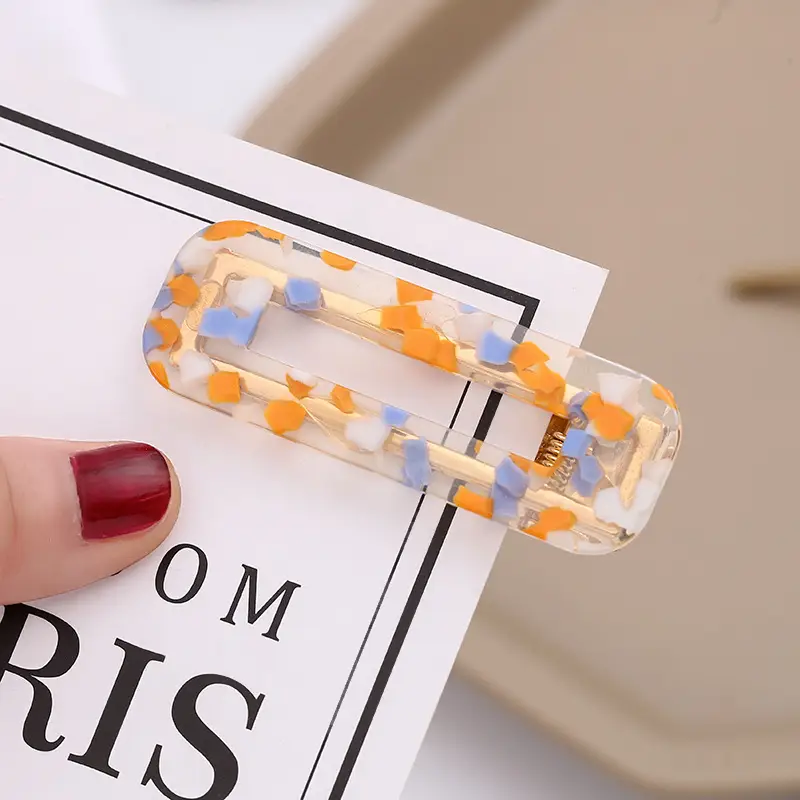New Acetic Acid Plate Hairpin Sweet Marble Pattern Bangs Clip