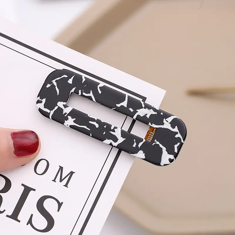 New Acetic Acid Plate Hairpin Sweet Marble Pattern Bangs Clip