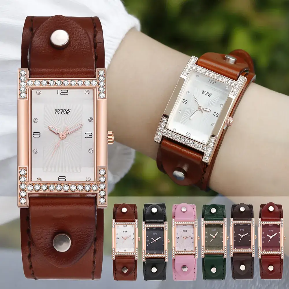 Women's Brown Leather Belt Watch with Silver Buckle - Image 7