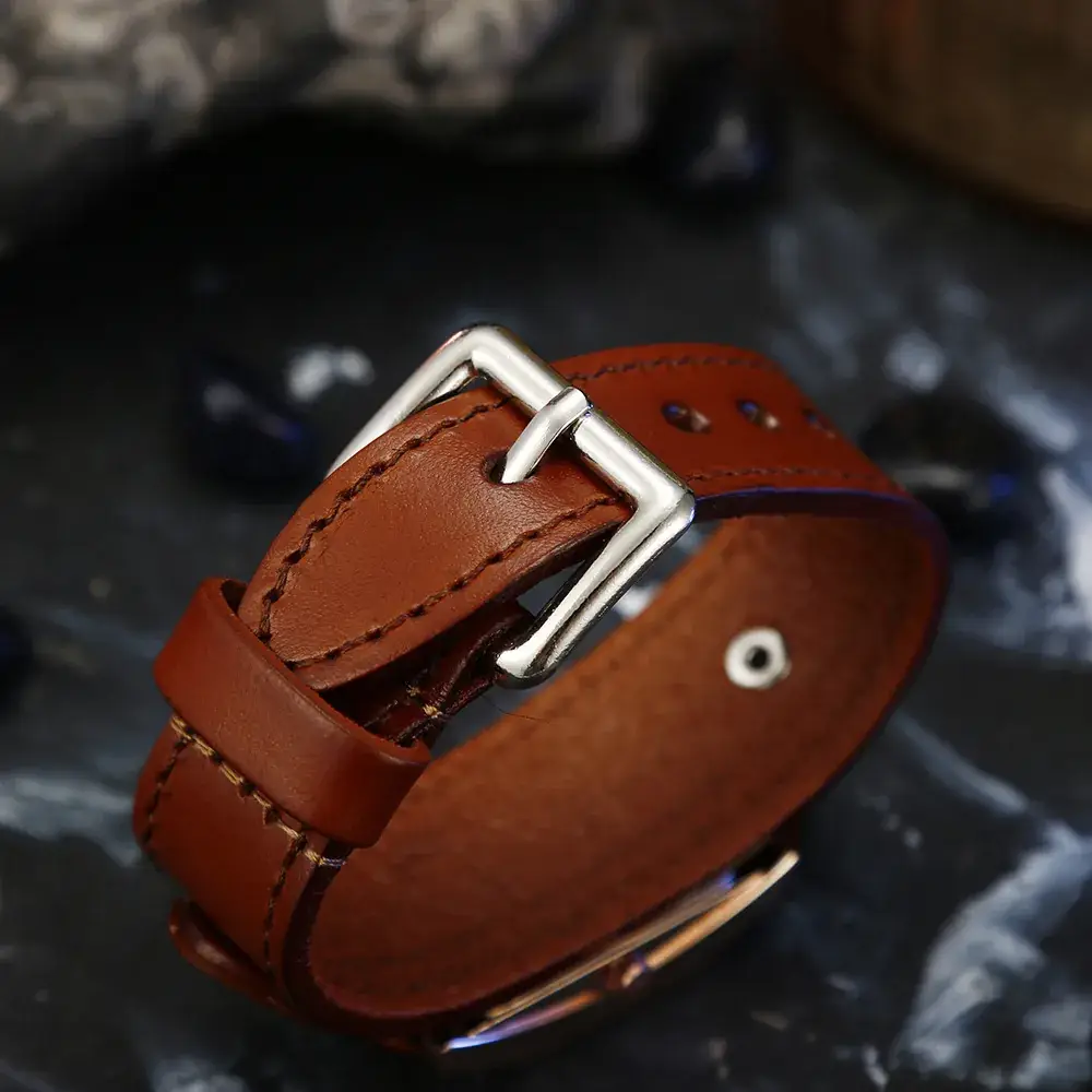 Women's Brown Leather Belt Watch with Silver Buckle - Image 8
