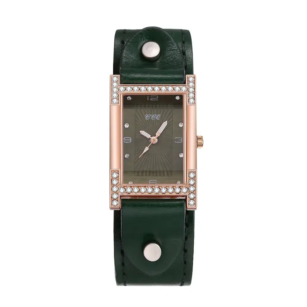 Women's Brown Leather Belt Watch with Silver Buckle - Image 2