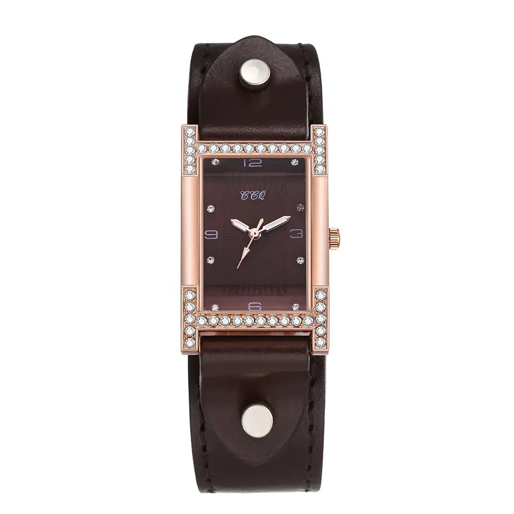 Women's Brown Leather Belt Watch with Silver Buckle - Image 5