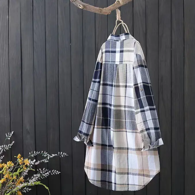 Women Plaid Long Sleeve Shirt 2025 New - Image 5
