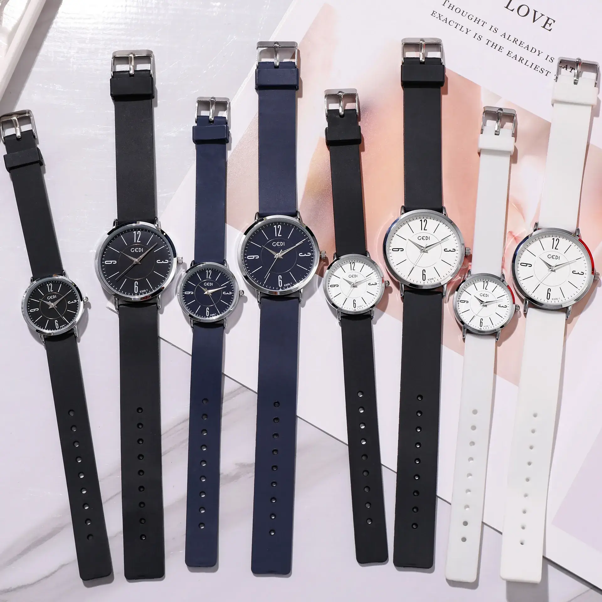 Goldie Couple Silicone Watch Set Waterproof Quartz Gift Watch - Image 8